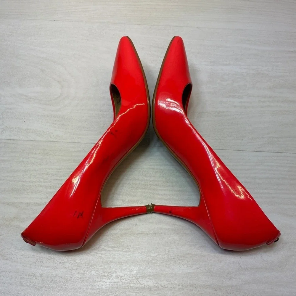 Michael Kors Womens 8M Dorothy Pump Pointed Toe Red Patent Leather Stiletto Heel
